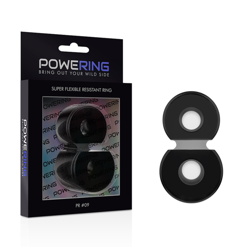 POWERING - SUPER FLEXIBLE AND RESISTANT DOUBLE PENIS RING PR09 BLACK - Image 2